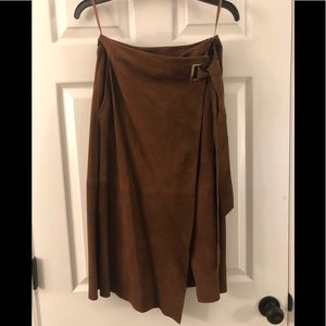 Suede wrap skirt